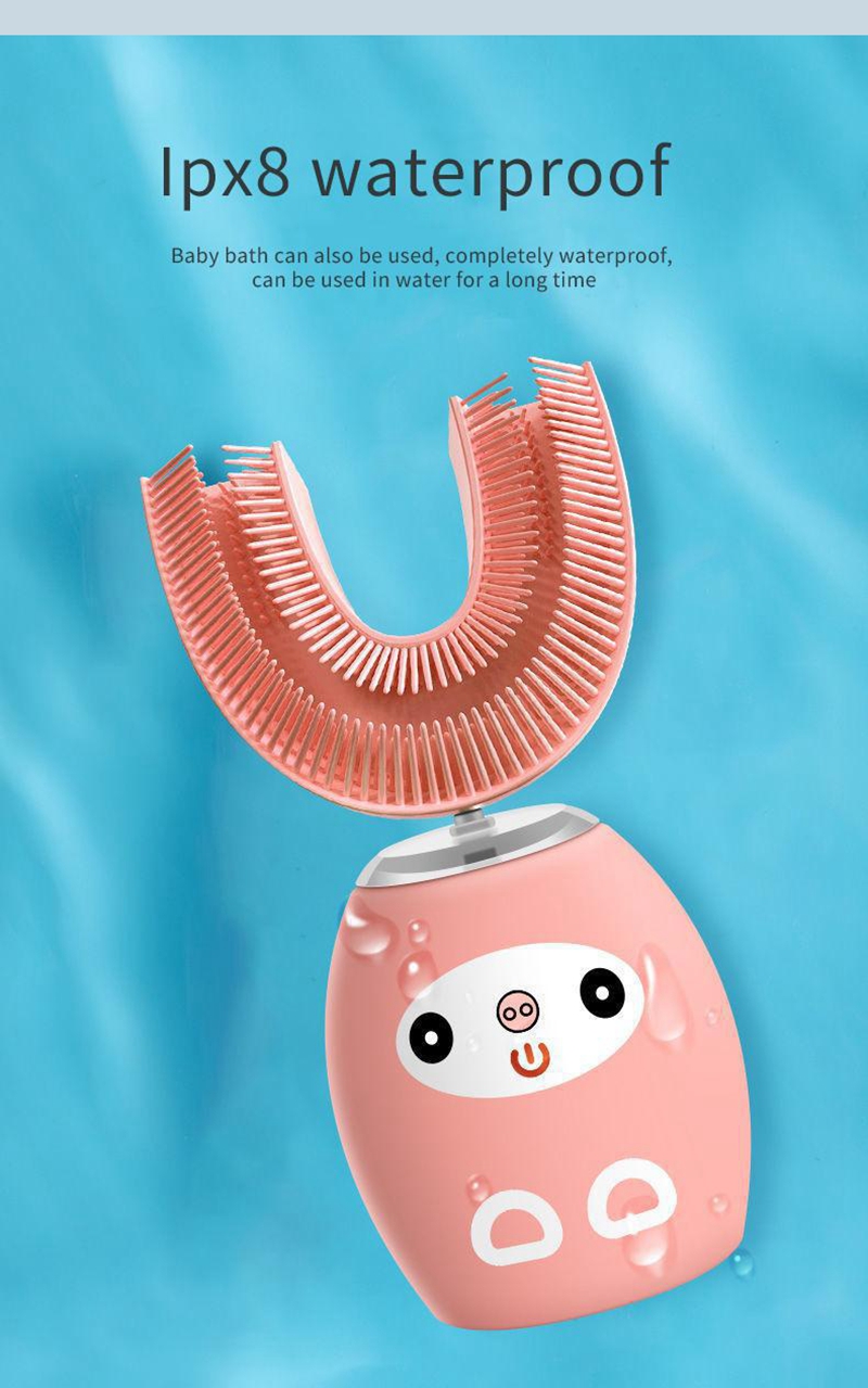 Children U-shaped Electric Toothbrush Mouth-contained Silicone Braces USB Charging Ultrasonic Toothbrush Music English Version