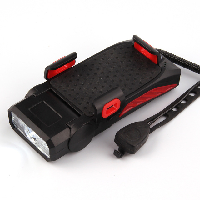 Multifunctional Bicycle Headlight, USB Rechargeable LED Bike Lights, 4000 mAh, Waterproof  with Power Bank Horn Phone Holder