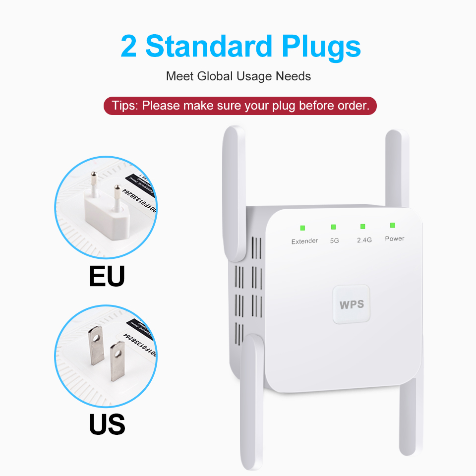 5G Wifi Repeater 5Ghz Wifi Extender Long Range 5 Ghz Wifi Signal Amplifier Wi fi Router Booster 2.4G 5G Wi-Fi Signal Amplifier