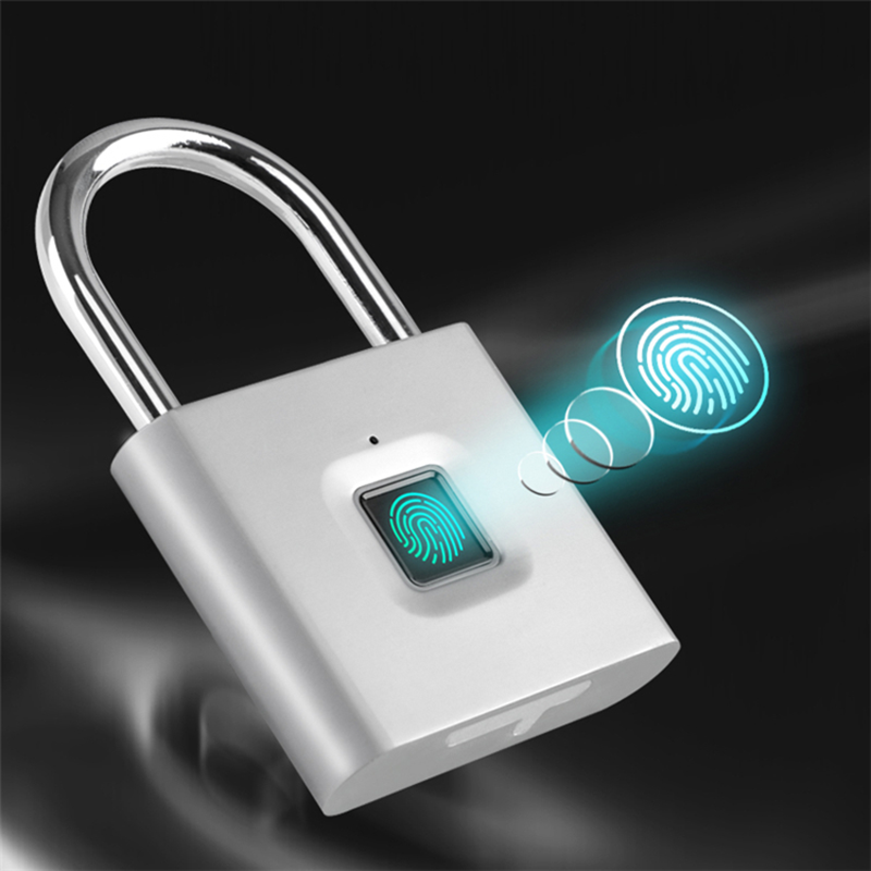 Portable Keyless USB Charging Smart Fingerprint Padlock Quick Unlock Anti-theft Biometric Door Lock for Home Use