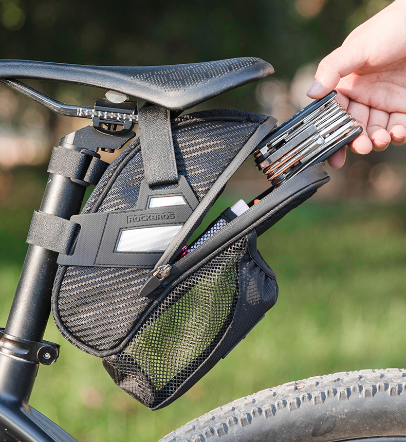 Saddle Bag Double Zipper Reflective Large Capacity Water Tail Bag Bottle Pocket Bicycle Bag MTB Road Bike Accessories