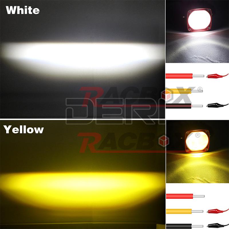 2pc 2inch 8D Lens LED Car Work Light 6000K White 3500K Yellow Fog Driving Lamp Spotlight For 4x4 Off Road SUV ATV Truck Motorcycle