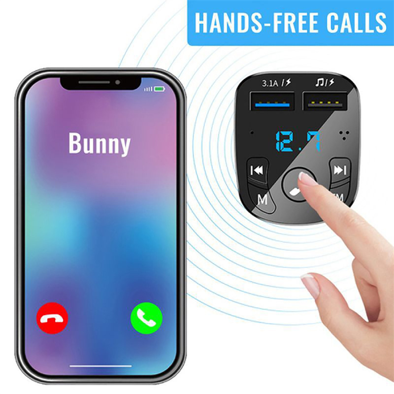 Car 5.0 FM Transmitter Wireless Handsfree Audio Receiver Auto MP3 Player USB Fast Charger Bluetooth-compatible Car Accessories C