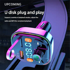 Car Bluetooth 5.0 FM Transmitter Wireless Handsfree Audio Receiver MP3 Player Type-c Dual USB Fast Charger Car Accessories