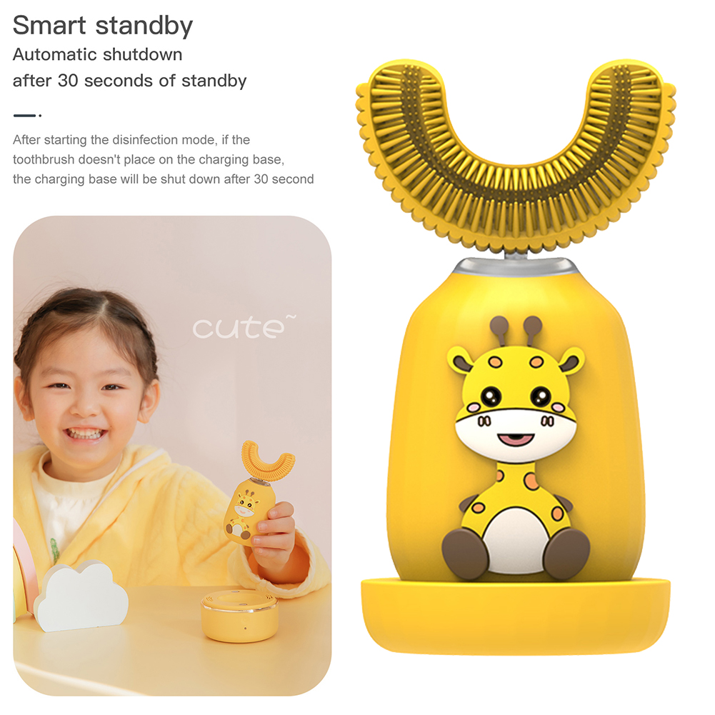 Smart Sonic Kids Electric U Shape Toothbrush Automatic Whitening Waterproof Soft Brush Children Cartoon Toddler USB Teethbrush