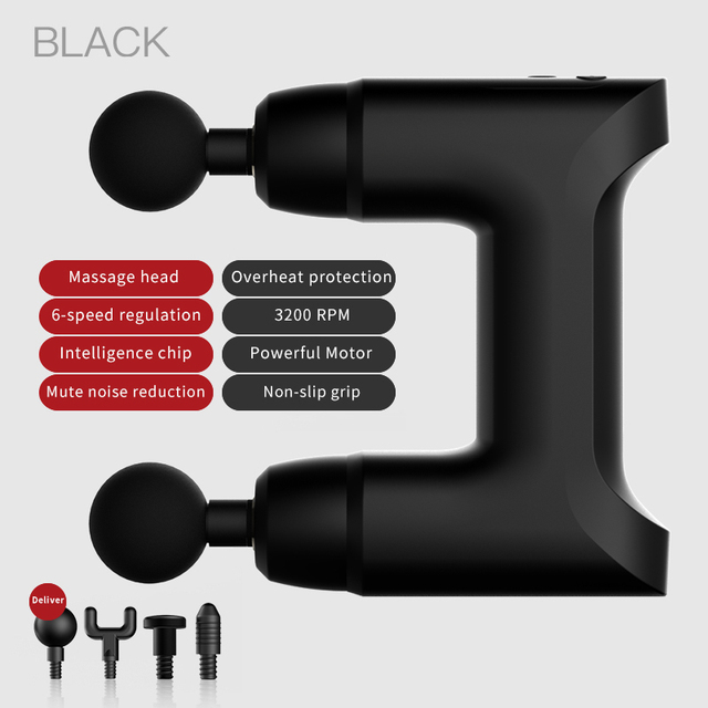 Double Heads Massage Gun Deep Tissue Electric Massager Neck Body Muscle Stimulation Percussion Pistol Fitness Relaxation