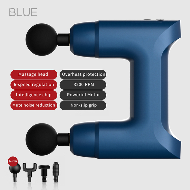 Double Heads Massage Gun Deep Tissue Electric Massager Neck Body Muscle Stimulation Percussion Pistol Fitness Relaxation