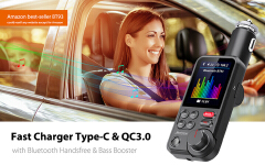 Car Mp3 Player Lossless HIFI High and Low Bass Equalizer Music Car Bluetooth FM Transmitter Car Charger TFT Display