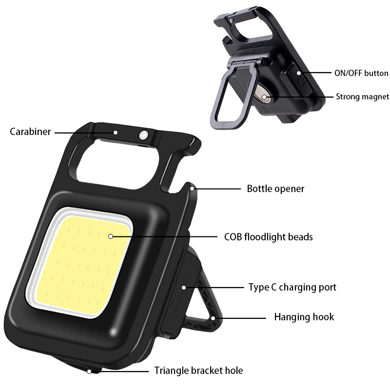 1pc Camping Light Mini Flashlight Outdoor Riding Lights Portable LED Light  Emergency Working Light Keychain Corkscrew Lamp