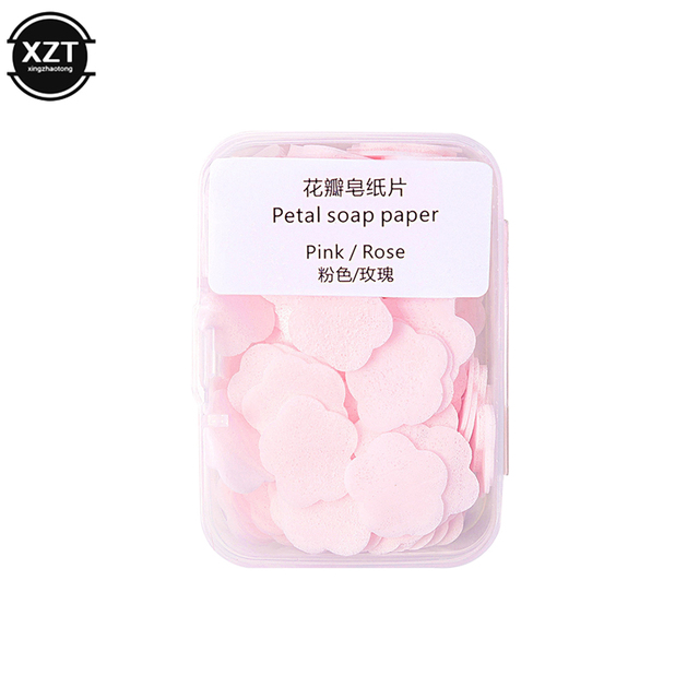 100Pcs/Box portable Skin friendly fresh hand washing toilet soap Slice Disposable petal soaps flakes household for Girls/travel