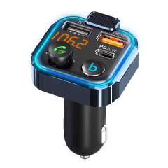 Car Bluetooth-compatible 5.0 FM Transmitter One Key Bass Mp3 Player Large Microphone USB Music Play QC3.0 PD20W Quick Charger
