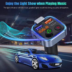 Car Bluetooth-compatible 5.0 FM Transmitter One Key Bass Mp3 Player Large Microphone USB Music Play QC3.0 PD20W Quick Charger