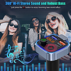 Car Bluetooth-compatible 5.0 FM Transmitter One Key Bass Mp3 Player Large Microphone USB Music Play QC3.0 PD20W Quick Charger