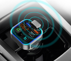Car Bluetooth-compatible 5.0 FM Transmitter One Key Bass Mp3 Player Large Microphone USB Music Play QC3.0 PD18W Quick Charger