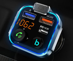 Car Bluetooth-compatible 5.0 FM Transmitter One Key Bass Mp3 Player Large Microphone USB Music Play QC3.0 PD18W Quick Charger
