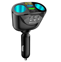 Car Bluetooth 5.0 FM Transmitter Hands-free Car Kit MP3 Modulator Player 4.8A/QC3.0 Dual Fast Charger 2 Cigarette Lighter Port