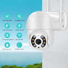 Wireless PTZ Camera HD 1080P Color Night Vision Wifi IP Camera Outdoor H.265 Ai Auto Tracking CCTV Surveillance Cam（no card）