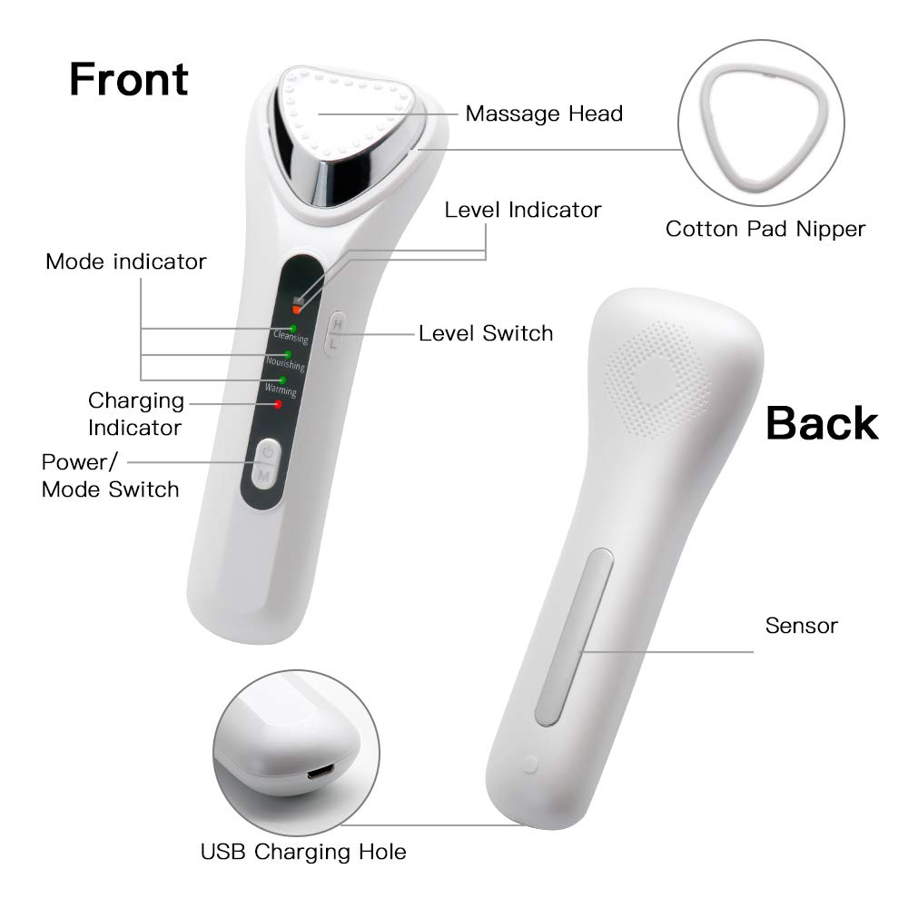 High Frequency Vibration Cold heat Ultrasonic Negative Ion Beauty Instrument Massage Face Fast Heating Ion Beauty Device view 3