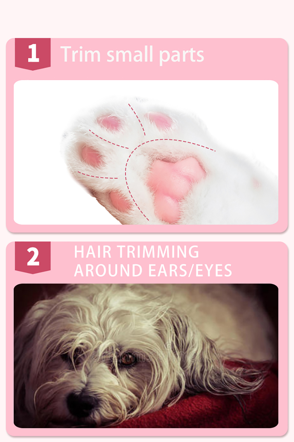 Dog Clippers (Pet/Cat/Dog/Rabbit)(Butt/Ear/Eyes/Foot)Pets cordless Rechargeable Professional Grooming haircut Trimmer Shaver Set