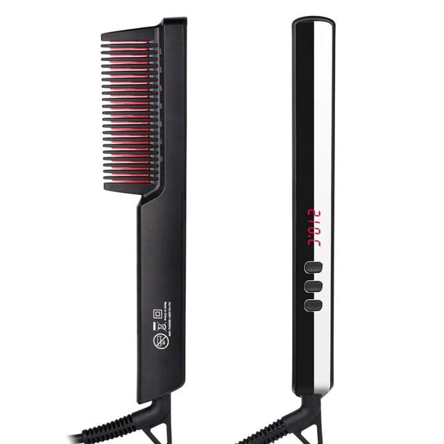 2021 Hair Straightener Brush Electric Hot Comb Straightening LCD Display Hair Iron Heating Comb Straightener Men Beard Brush