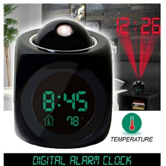 Creative Digital Alarm Clock LCD Projector Weather Temperature Desk Time Date Display Projection USB Charger Home Clock Timer