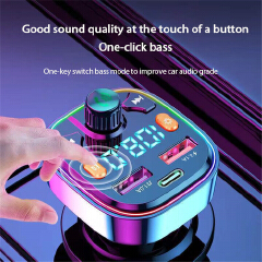 Car Bluetooth 5.0 FM Transmitter Wireless Handsfree Audio Receiver MP3 Player Type-c Dual USB Fast Charger Car Accessories