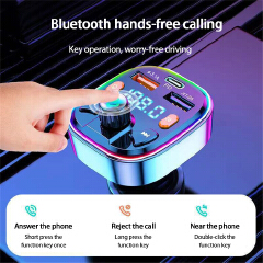 Car Bluetooth 5.0 FM Transmitter Wireless Handsfree Audio Receiver MP3 Player Type-c Dual USB Fast Charger Car Accessories