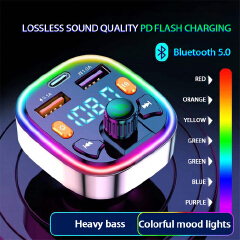 Car Bluetooth 5.0 FM Transmitter Wireless Handsfree Audio Receiver MP3 Player Type-c Dual USB Fast Charger Car Accessories