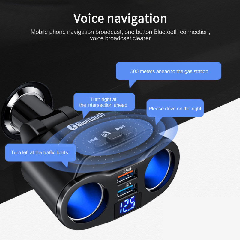 Car Bluetooth Transmitter Car Handsfree FM Transmitter Car MP3 Player Dual USB Car Charger Expand Support U Disk Music Play