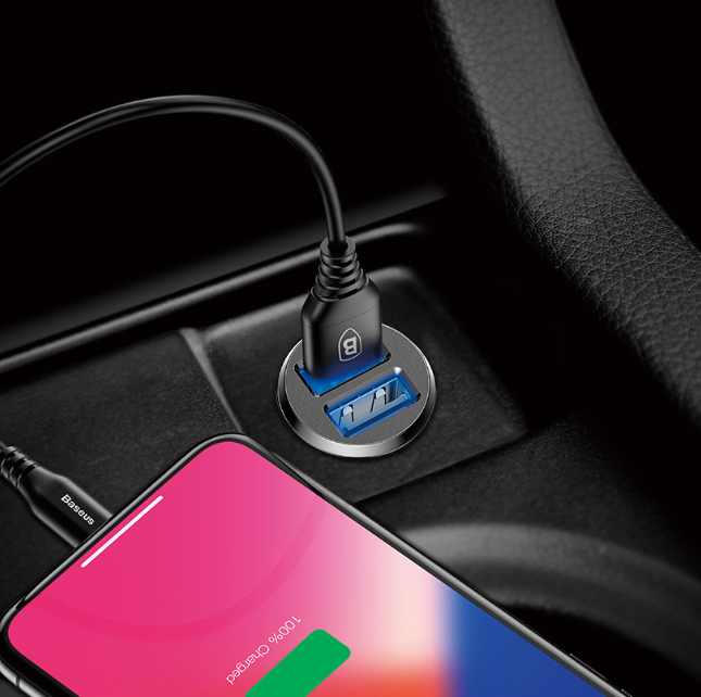 Dual USB Car Charger 5A Fast Charing 2 Port 12-24V Cigarette Socket Lighter Car USBC Charger for iPhone 12 Power Adapter