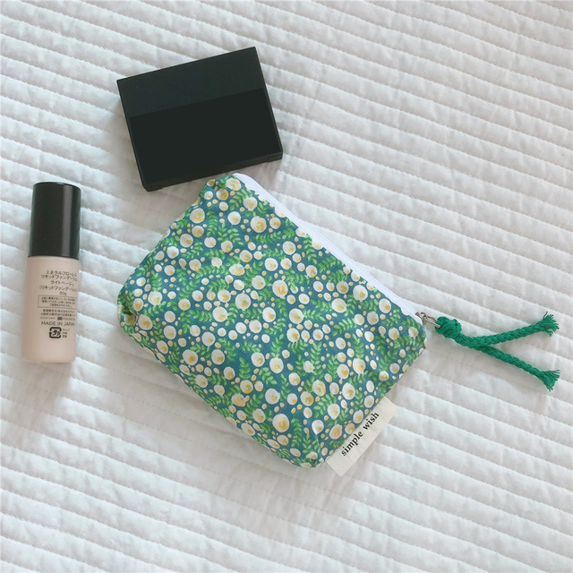 Small Cosmetic Make Up Bag Mini Cotton Floral Organizer Bags for Women Lipstick Makeup Case ChildrenLittle Purse Coin Pouch Case