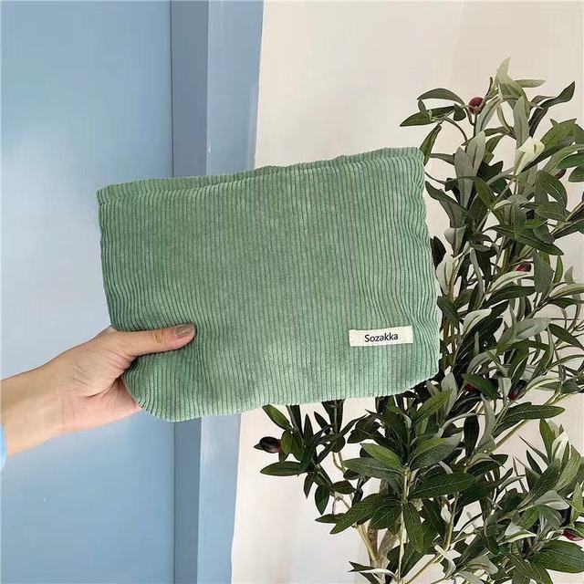 Corduroy Portable Cosmetic Bags Women Zipper Makeup Pouch Retro Simple Wash Cases Female Practical Storage Toiletries Organizer