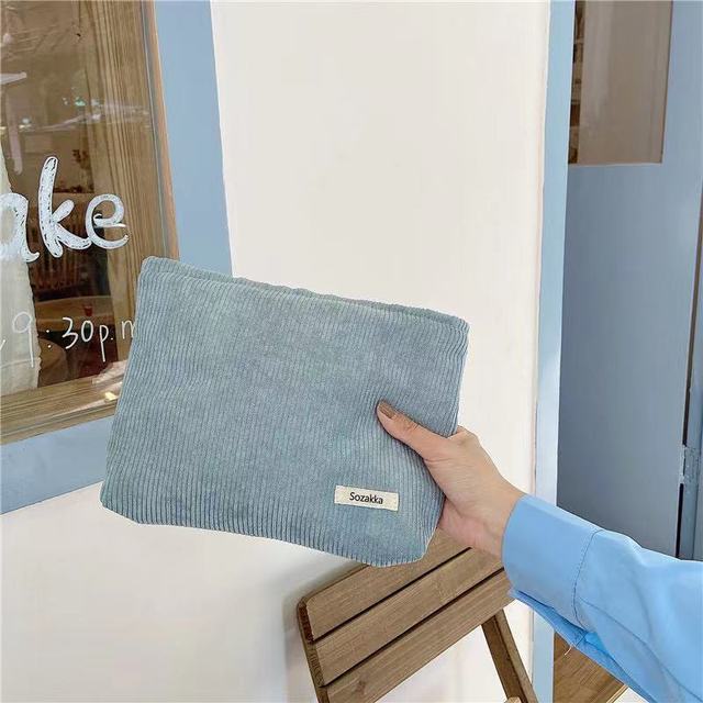 Corduroy Portable Cosmetic Bags Women Zipper Makeup Pouch Retro Simple Wash Cases Female Practical Storage Toiletries Organizer