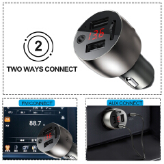 3.5mm AUX Bluetooth 5.0 FM Transmitter Wireless Modulator 4.8A Dual USB Car Charger Handsfree Car MP3 Player Aluminum alloy Body