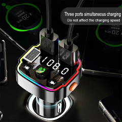 Car Bluetooth 5.0 FM Transmitter Wireless Handsfree Audio Receiver Ambient Light Auto MP3 Player 3.1A Dual USB PD Fast Charger