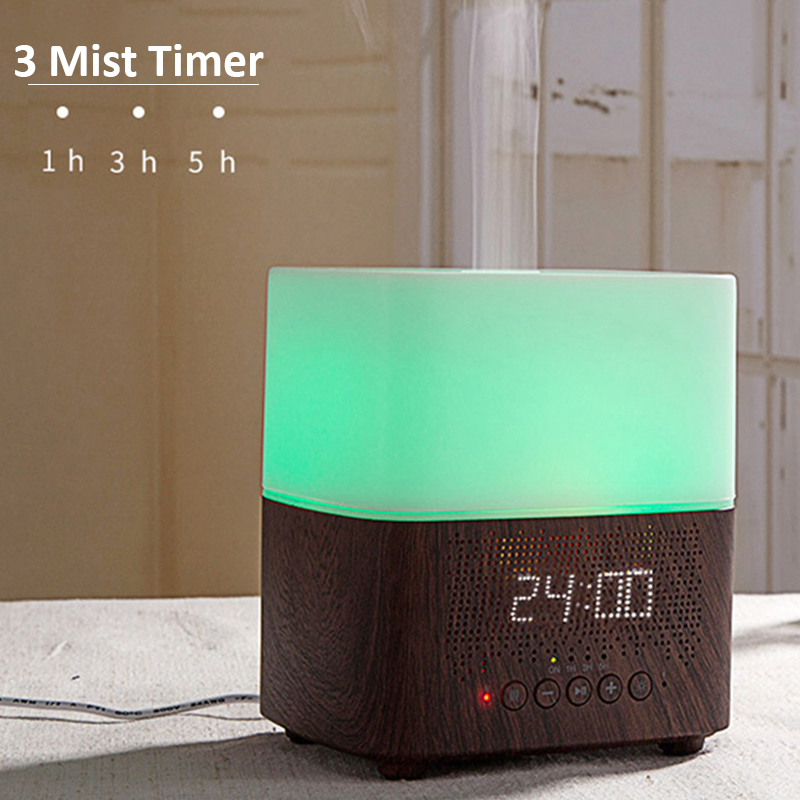 Bluetooth Clock Humidifier Air Aromatherapy Smart Wood Grain Aroma Diffuser Purifier Home Essential Oil Fragrance Machine
