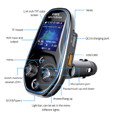 Car FM Transmitter MP3 Player Bluetooth 5.0 AUX Audio Receiver QC3.0 Type C Fast Charging USB Charger Car Kit