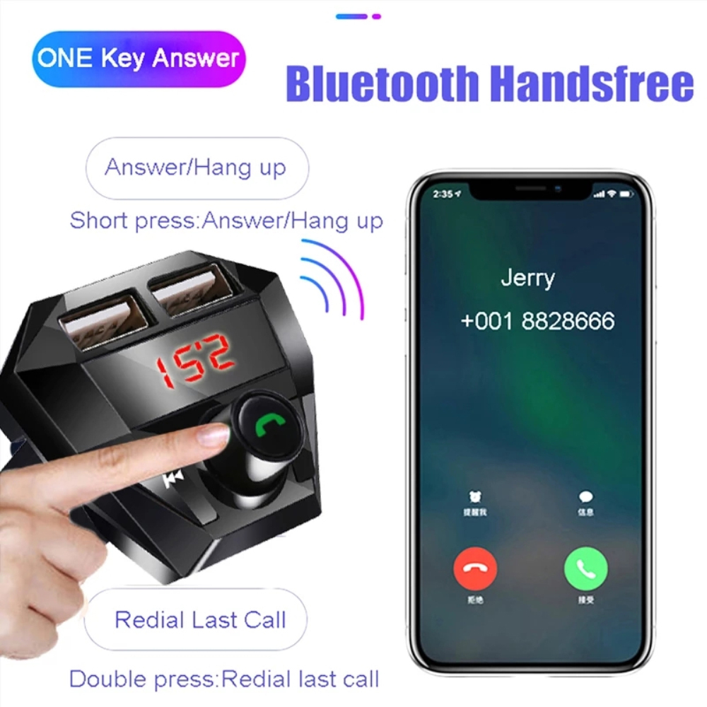 Bluetooth 4.0+EDR FM Transmitter Radio Adapter Noise Canceling Hands Free Car Kit Lossless MP3 Music Player Dual USB Charger