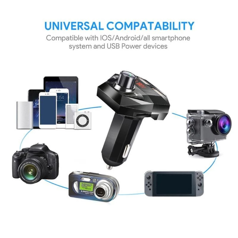Bluetooth 4.0+EDR FM Transmitter Radio Adapter Noise Canceling Hands Free Car Kit Lossless MP3 Music Player Dual USB Charger
