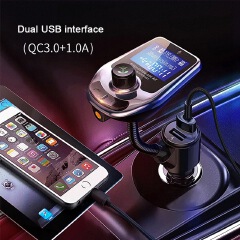 D4 Car Adapter MP3 Player LED Display Q3 Quick Charger Dual USB Connector Bluetooth Hands-free Calls Voice Broadcast