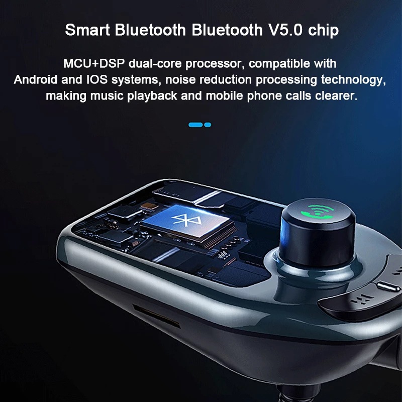 D4 Car Adapter MP3 Player LED Display Q3 Quick Charger Dual USB Connector Bluetooth Hands-free Calls Voice Broadcast