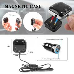 Wireless Bluetooth Car FM Transmitter MP3 Player Remote Handsfree Card Dual LED Display TF Charger Magnetic USB Slots Stick