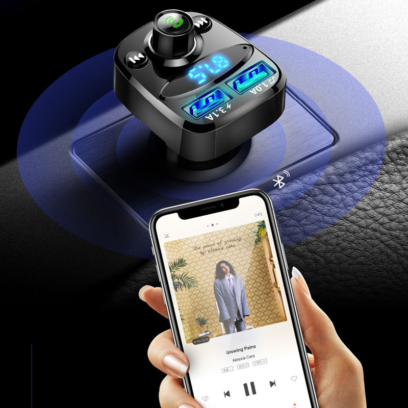 Bluetooth 5.0 FM Modulator Radio Adapter Car Trasmitter Audio Receiver Handsfree Call Dual USB 3.1A Charger Mp3 Player
