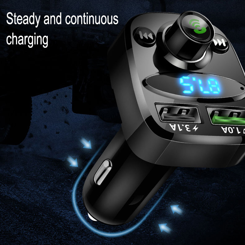 Bluetooth 5.0 FM Modulator Radio Adapter Car Trasmitter Audio Receiver Handsfree Call Dual USB 3.1A Charger Mp3 Player