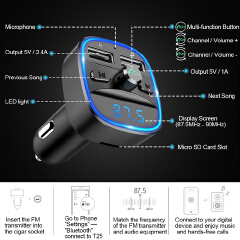 Bluetooth 5.0 Car FM Transmitter Wireless USB Fast Charger Handsfree Audio Receiver Adapter MP3 Player Auto Accessory