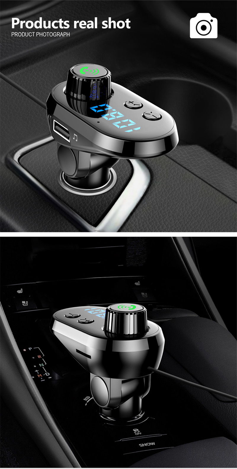 Quick Charge Car Multi Fast Charger Bluetooth Phone Fm Transmitter Car Audio MP3 Player Handsfree