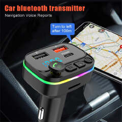 Car Fast Charger MP3 Music Player Navigation Handsfree Audio Receiver TF/U Disk Wireless Bluetooth-compatible 5.0 FM Transmitter