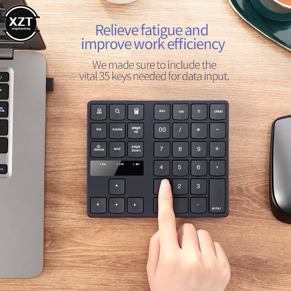 2.4g Wireless Digital Keyboard Charging 35 Keys Buttons Multimedia Medium Number Keypad USB Receiver Plug Rechargeable Numpad