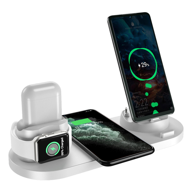 30W 6 in 1 Wireless Charger Stand Pad For iPhone 13 12 11 X Apple Watch Qi Fast Charging Dock Station for Airpods Pro iWatch 7 6