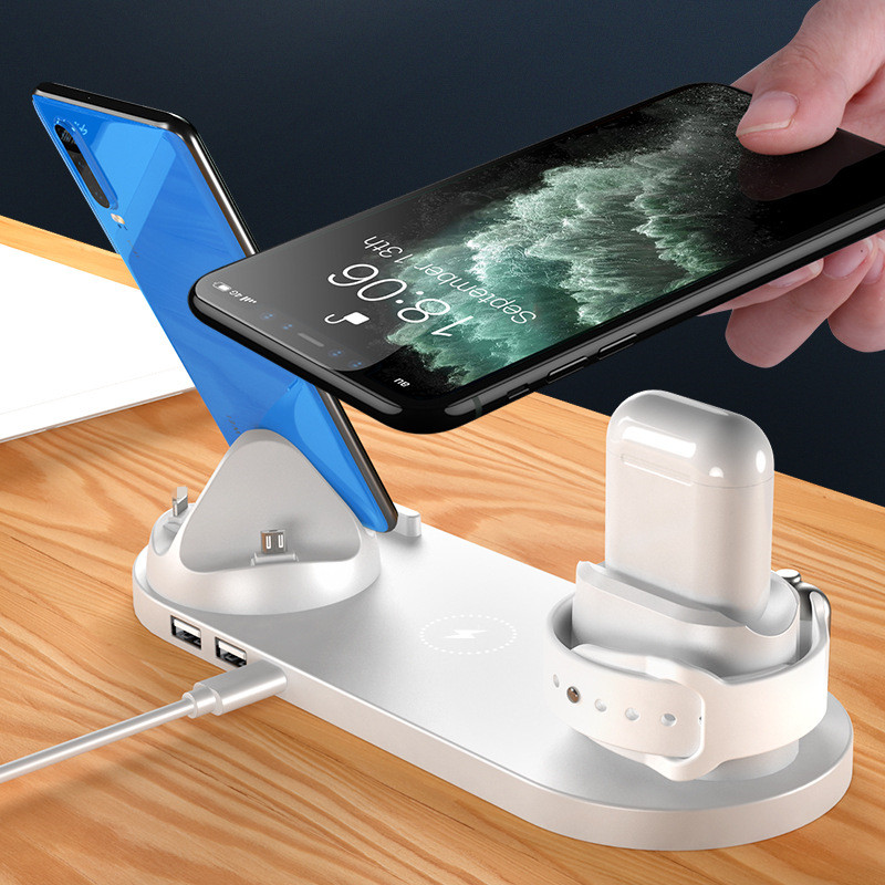 30W 6 in 1 Wireless Charger Stand Pad For iPhone 13 12 11 X Apple Watch Qi Fast Charging Dock Station for Airpods Pro iWatch 7 6